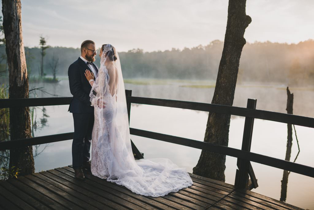 wedding fog nature sunset