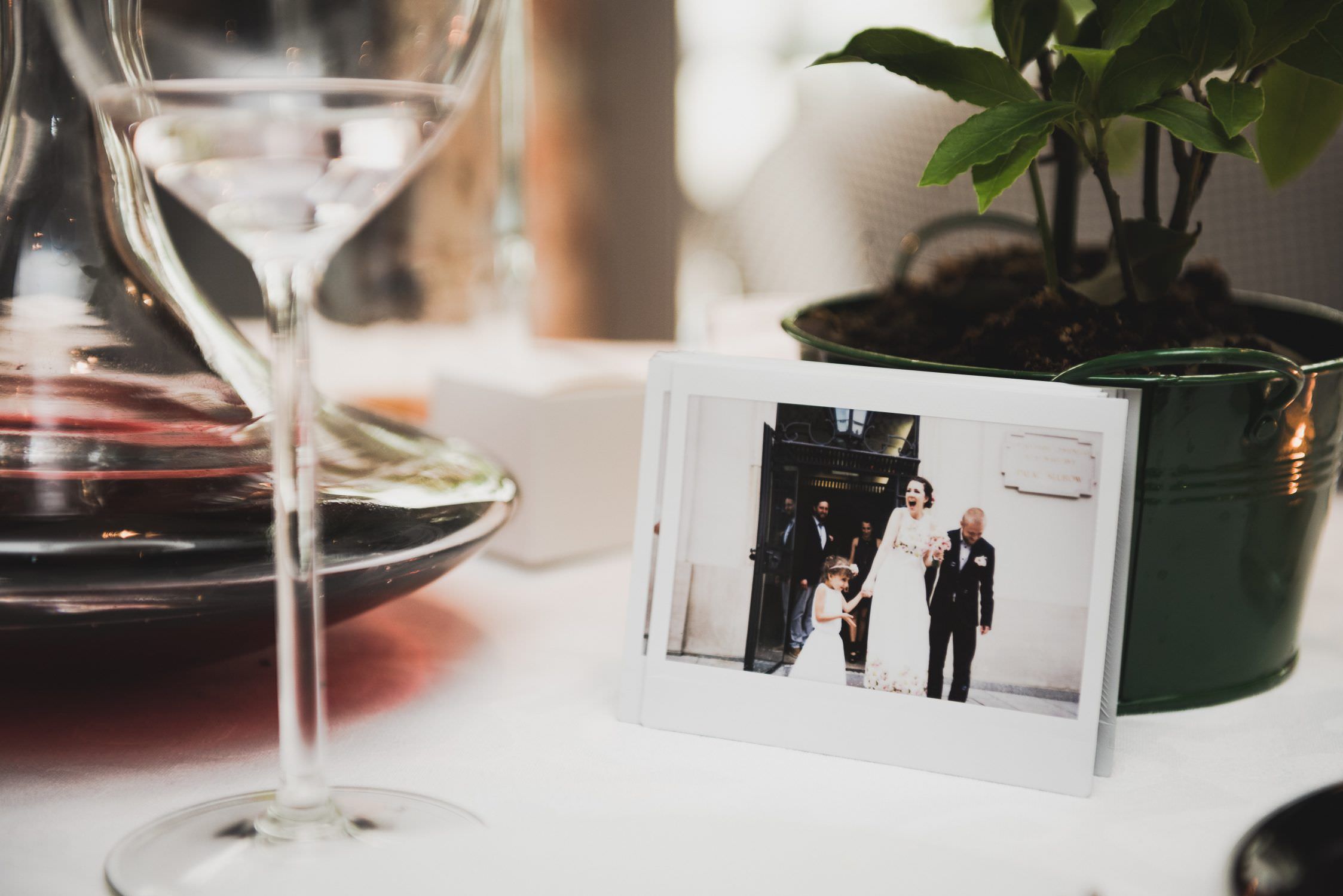 glass of water and polaroid photo