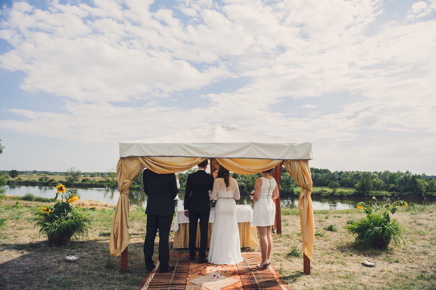 wedding ceremony on open air Poland brok bug river
