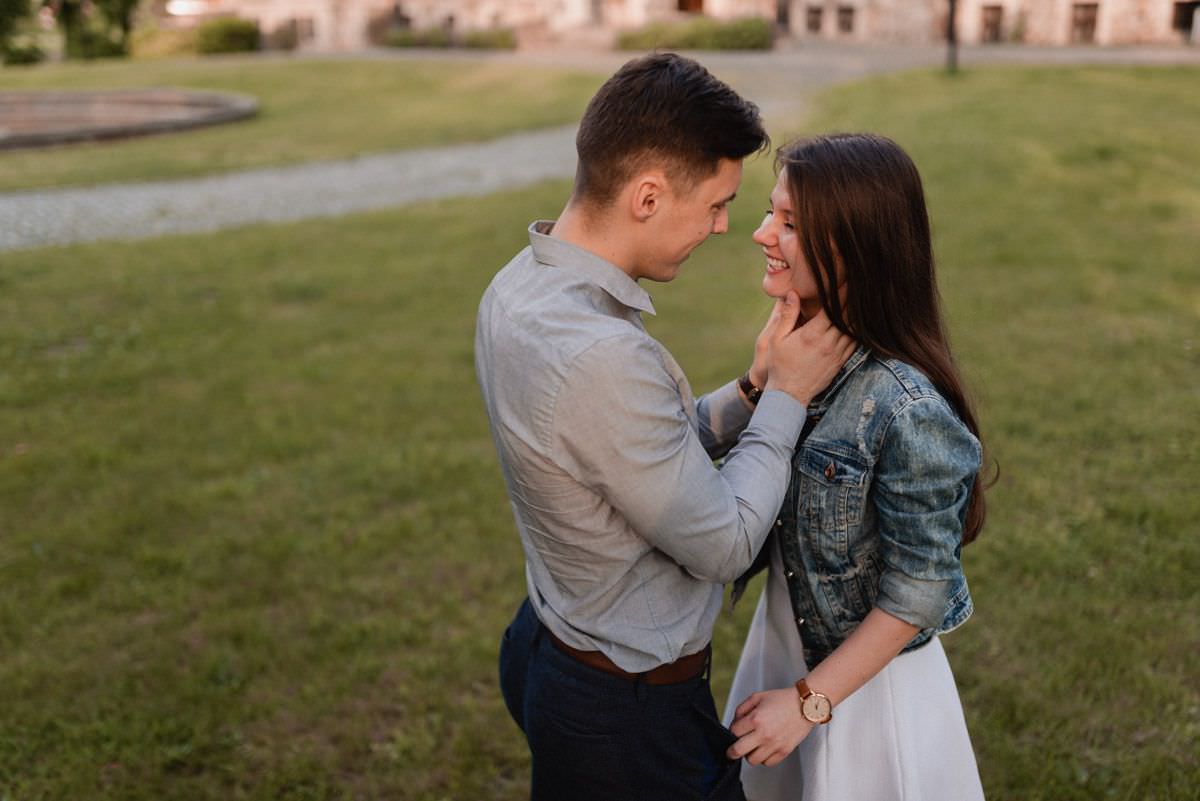man and woman smelling