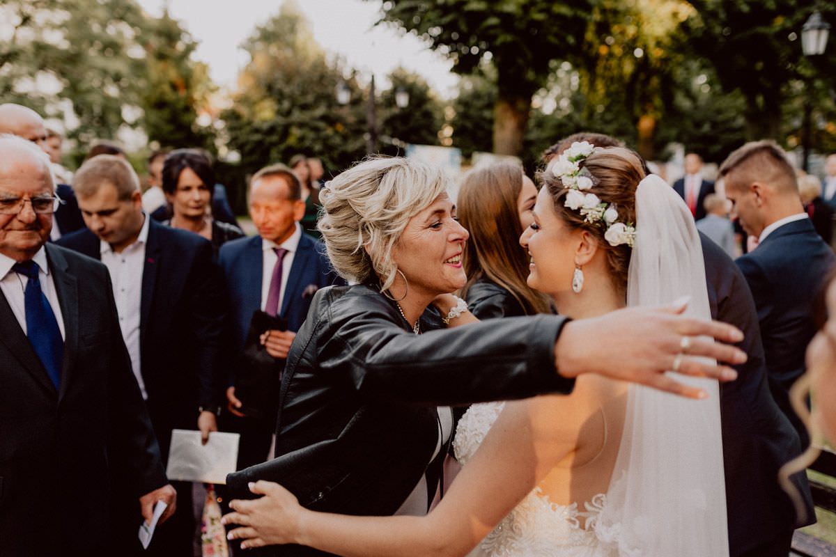 wishes for the bride and groom in front of the church