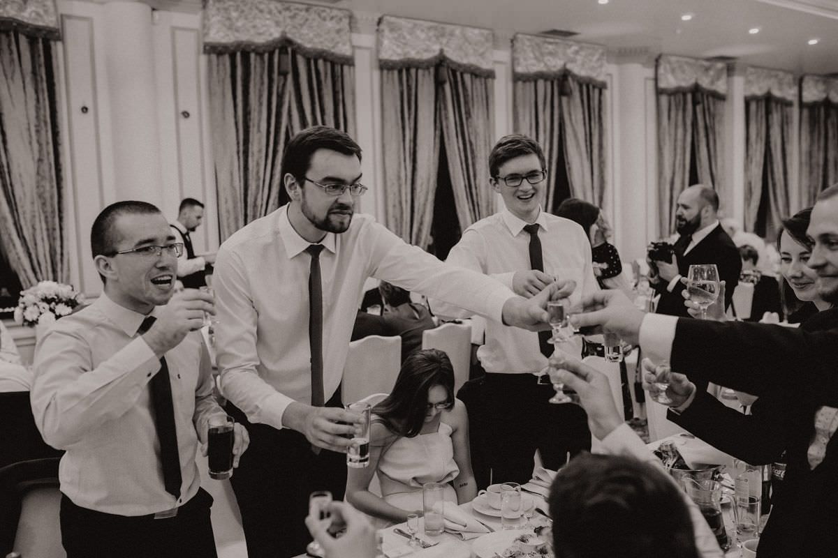 drinking vodka on polish wedding party